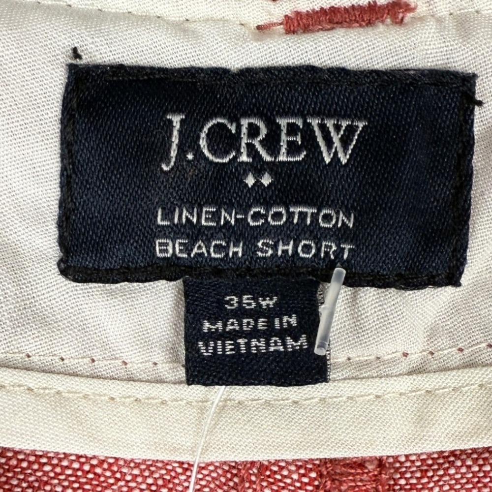 J Crewβ 35W Linen Cotton Beach Short Red Heathered Khaki Shorts Size NWT 35 - Picture 7 of 8